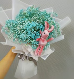 Blue Baby breath bouquet same day delivery by Blooming