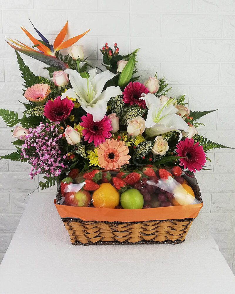 Basket of fruits and flowers