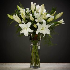 Mixed lilies in a vase