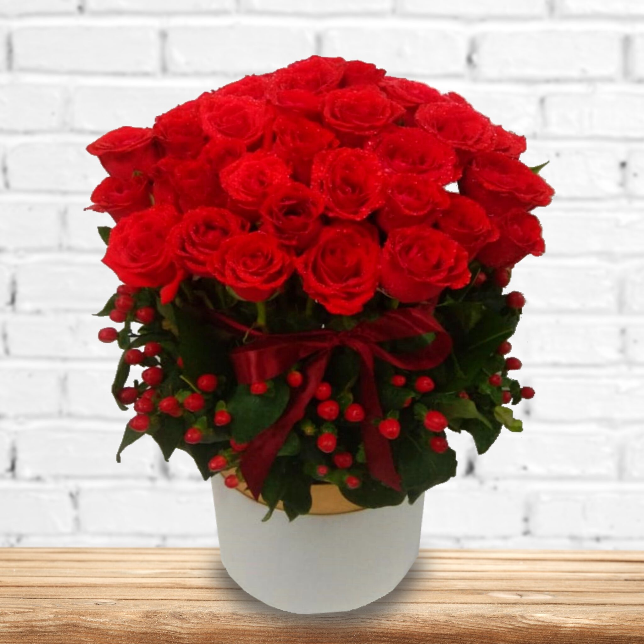 36 red Roses with in a box - Blooming