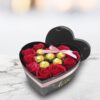 red roses & ferrero rocher chocolates in heart box