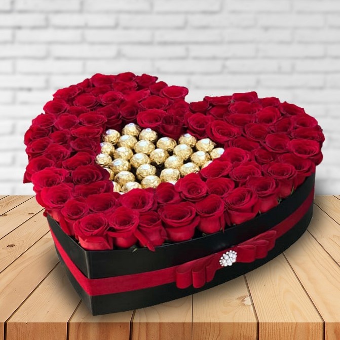 mix 100 roses and chocolate box
