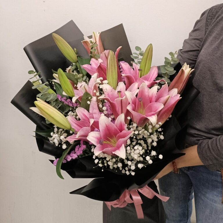 Order lilies hand bouquet for same day delivery Blooming Florist