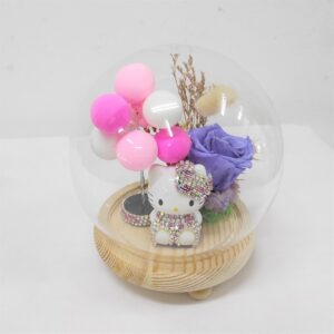 preserved rose in a jar with hello kitty