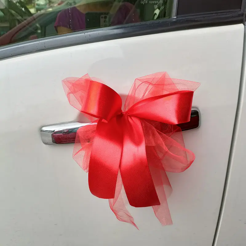 Wedding Car Decoration Red Bow Birthday Car Graduation Car DIY